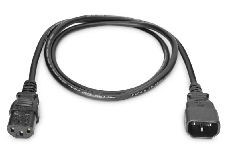 DIGITUS Netzkabelverlängerung, 1,8m, schwarz C13 auf C14 - IEC 60320 - Kaltgerätekabel-Verlängerung H05VV-F3G 0.75qmm