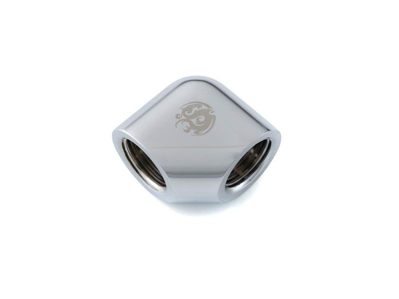 Bitspower Silver Shining 90-Degree With Dual Inner G1/4" Extender