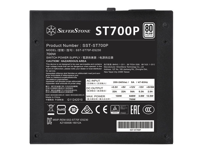 SilverStone Strider Essential Series ST700P Netzteile - 700 Watt - 120 mm - ATX 2.4 - 80 Plus White (bis zu 80% effektiv)