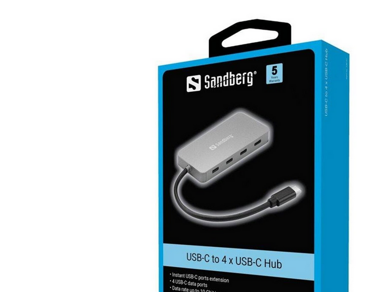 Sandberg USB-C to 4 x USB-C Hub USB-Hubs - USB 3.1 - 4 - Grau