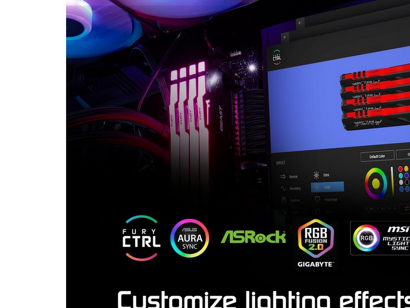 Kingston FURY Beast RGB DDR5-5600 - 16GB - CL40 - Dual Channel (2 pcs) - Intel XMP - Schwarz mit RGB
