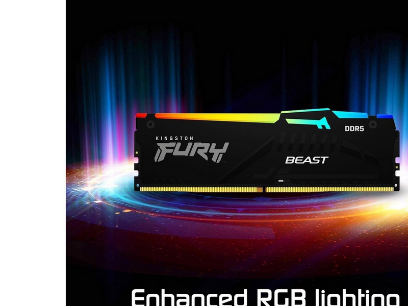 Kingston FURY Beast RGB DDR5-5600 - 16GB - CL40 - Dual Channel (2 pcs) - Intel XMP - Schwarz mit RGB
