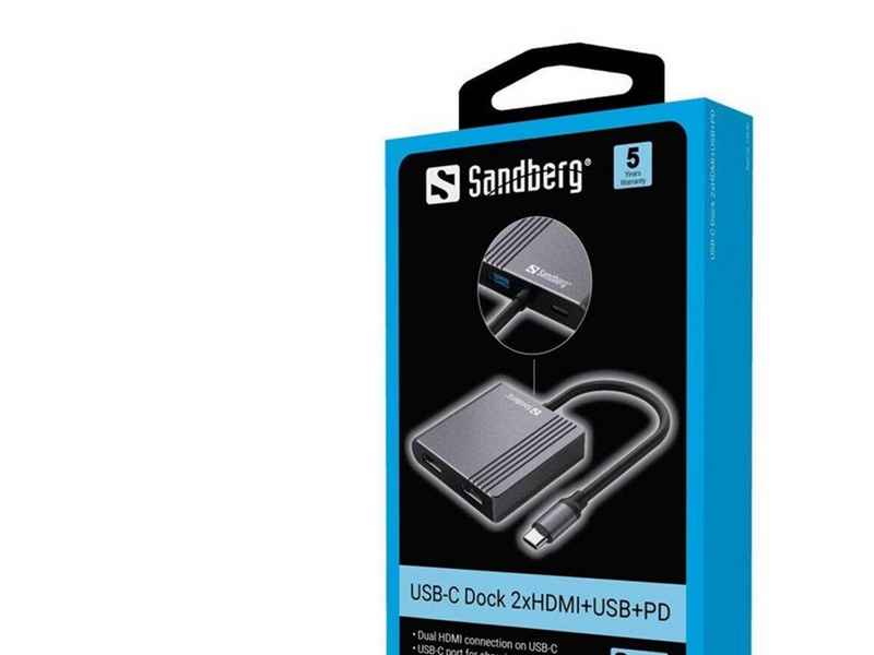 Sandberg USB-C Dock 2xHDMI+USB+PD