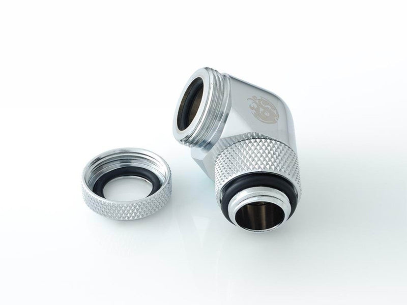 Bitspower Silver Shining Enhance Rotary G1/4" 90-Degree Multi-Link Adapter For OD 12MM