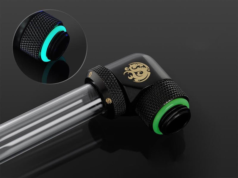Bitspower Matt Black Enhance Rotary G1/4" 90-Degree Multi-Link Adapter For OD 12MM