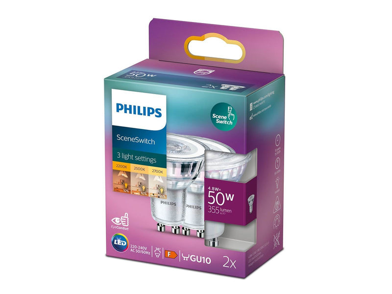 Philips LED-Lampe SceneSwitch Spot 4.8W/822-827 (50W) 36° 2-pack GU10