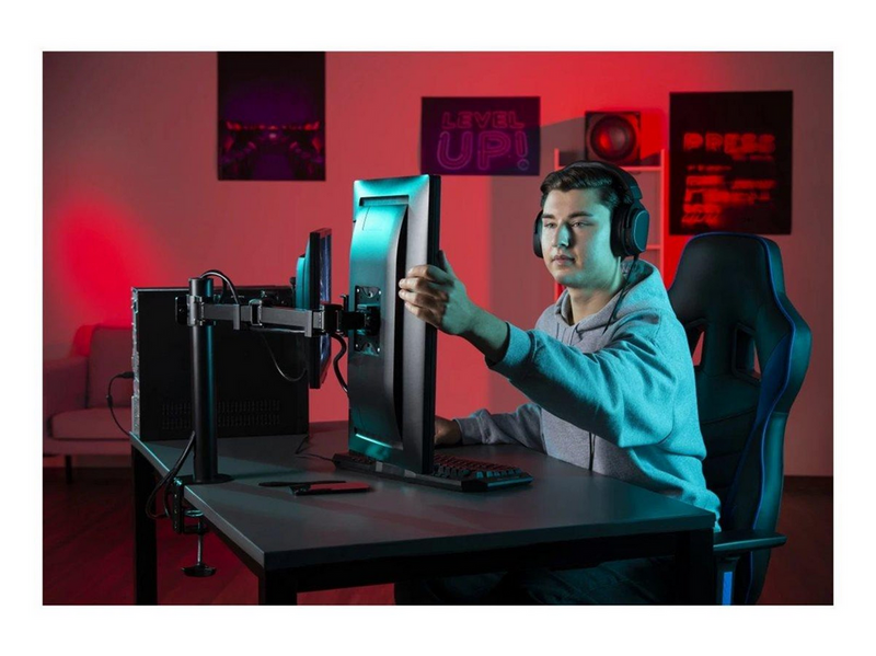 Hama mounting kit - full-motion - for 2 monitors - black