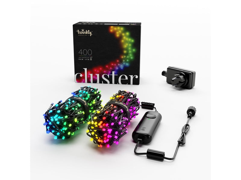 Twinkly Cluster – 400 App-controlled RGB LEDs. 6 Meters. Black Wire.
