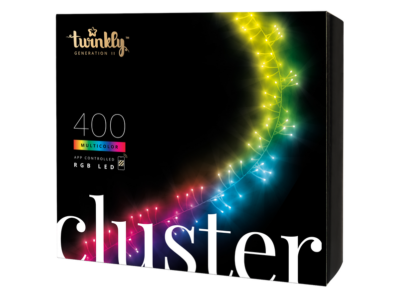 Twinkly Cluster – 400 App-controlled RGB LEDs. 6 Meters. Black Wire.