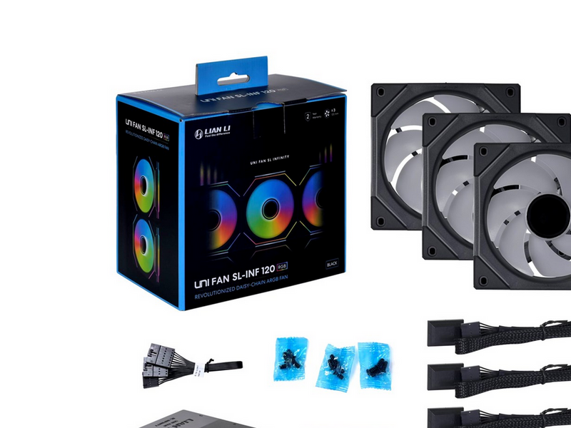 Lian Li UNI FAN SL-INF 120 Black- 3 pack - Gehäuselüfter - 120mm - Schwarz mit RGB LED - 29 dBA