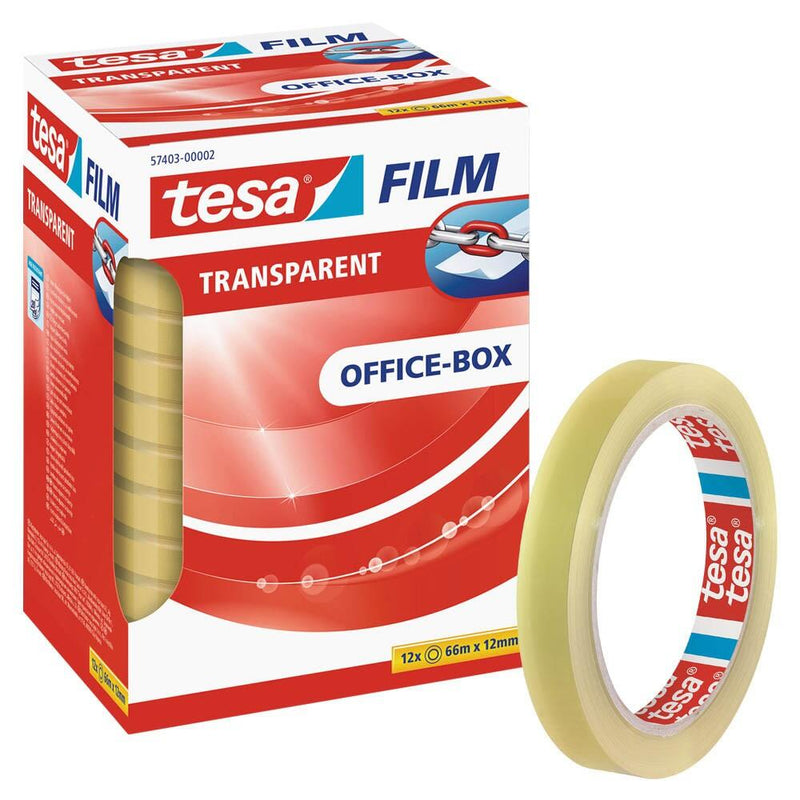 tesa OFFICE-BOX Klebefilm 12 mm x 66 m transparent