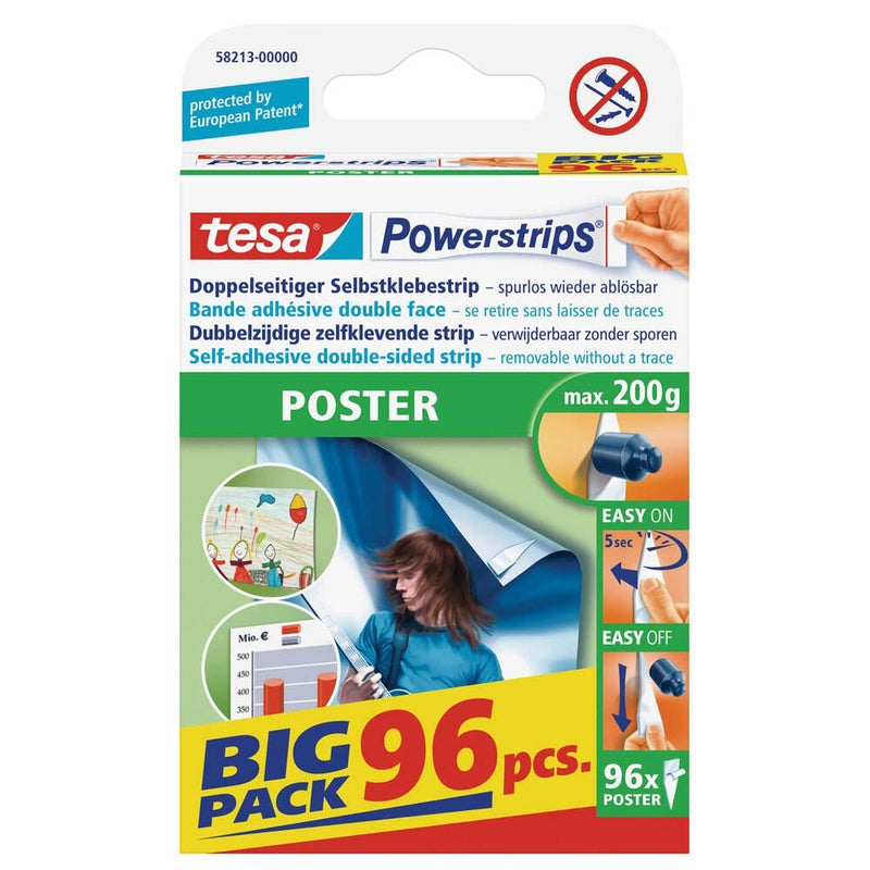 tesa Powerstrips POSTER Klebestreifen für max. 200,0 g - 96 Stück