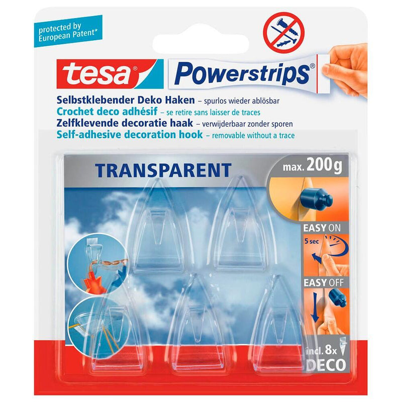 tesa Powerstrips TRANSPARENT Klebehaken 2,0 x 3,5 cm - 5 Stück