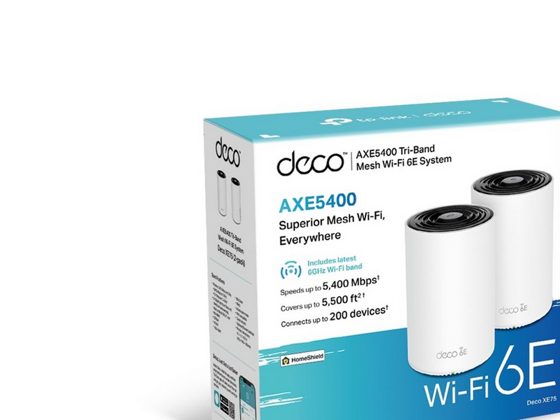TP-Link Deco XE75 (2-PACK) AXE5400 Tri-Band Mesh Wi-Fi 6E System - Wireless router 802.11a/b/g/n/ac/ax (Wi-Fi 6E)