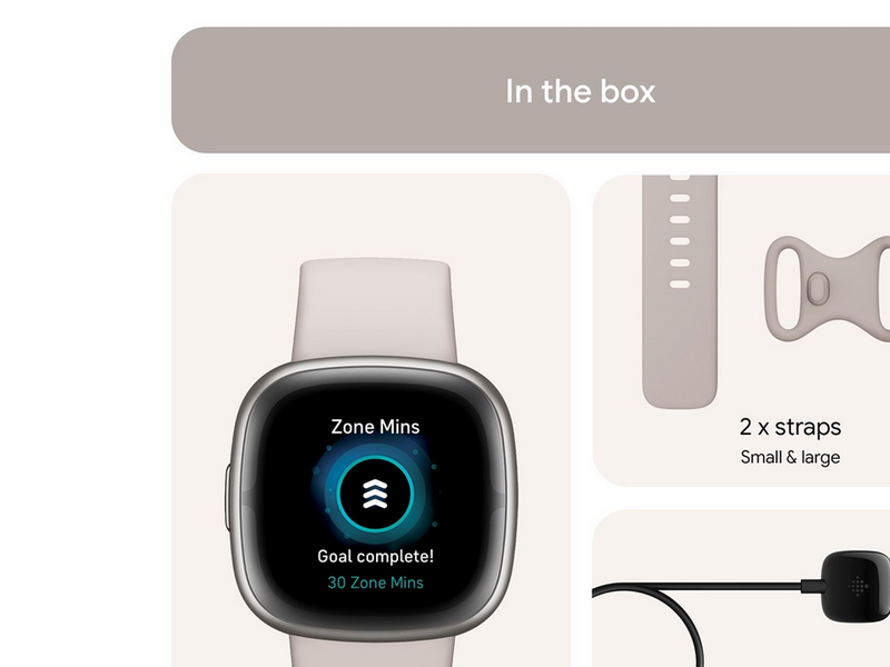 Fitbit Sense 2 Lunar White/Platinum