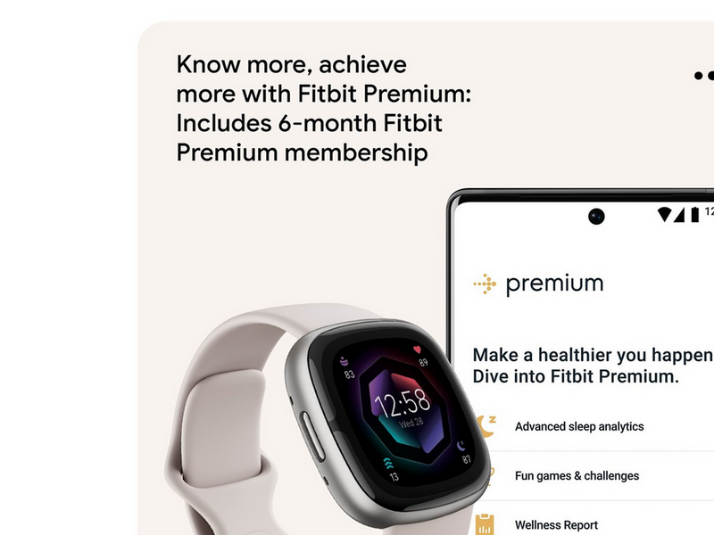 Fitbit Sense 2 Lunar White/Platinum