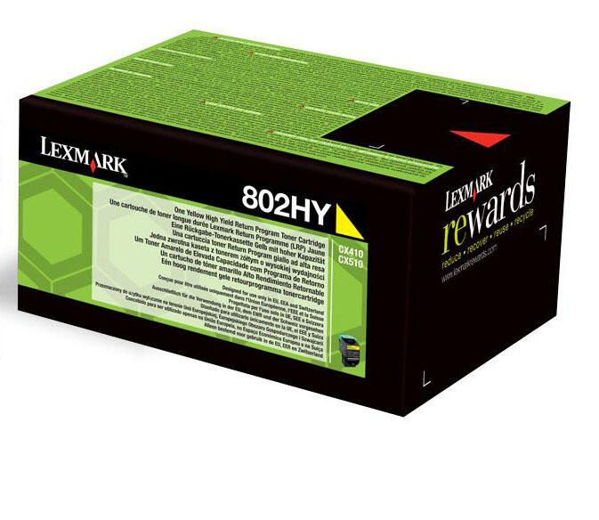 Lexmark Original 802HY Toner gelb 3.000 Seiten (80C2HY0) fürCX410e/de/dte, CX510de/dhe/dthe