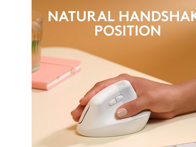Logitech Lift for Mac Vertical Ergonomic Mouse - Offwhite - Ergonomische Maus (Weiß)