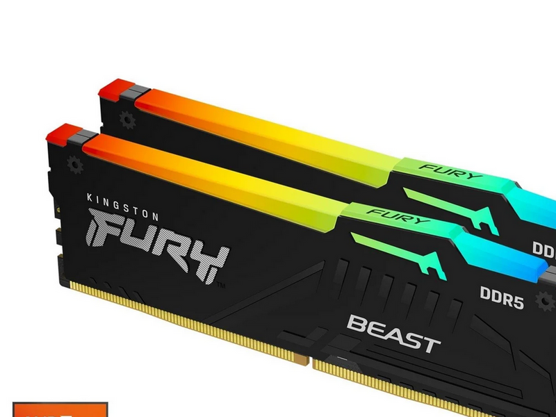 Kingston FURY Beast RGB DDR5-5600 - 32GB - CL36 - Dual Channel (2 pcs) - AMD EXPO & Intel XMP - Schwarz mit RGB