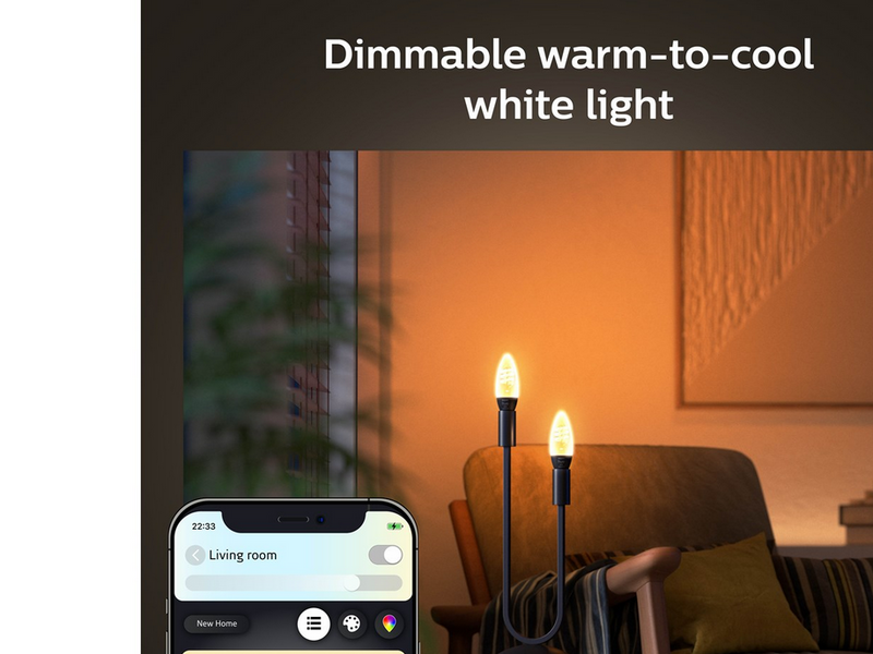Philips Hue White Ambiance Filament E14 Candle 1-Pack