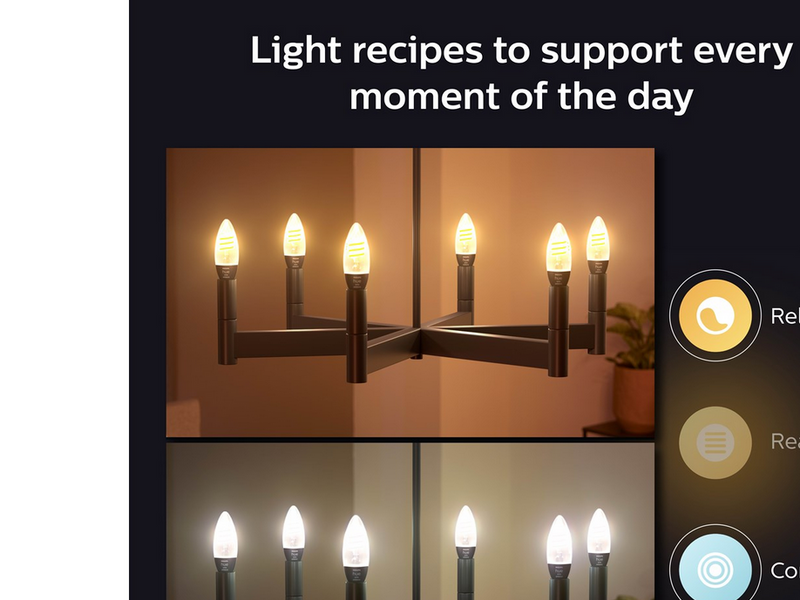 Philips Hue White Ambiance E14 Filament Candle 2-Pack