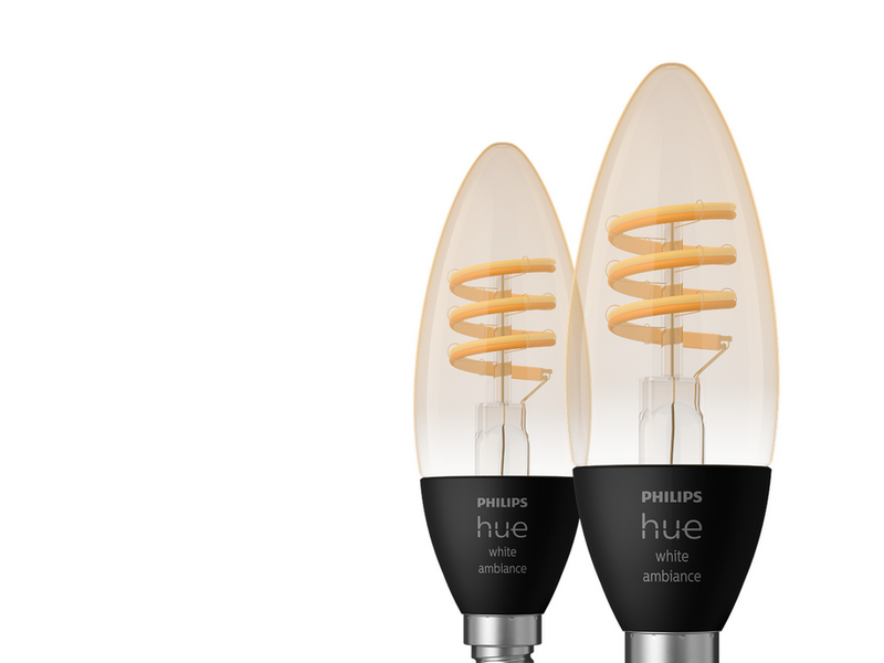Philips Hue White Ambiance E14 Filament Candle 2-Pack