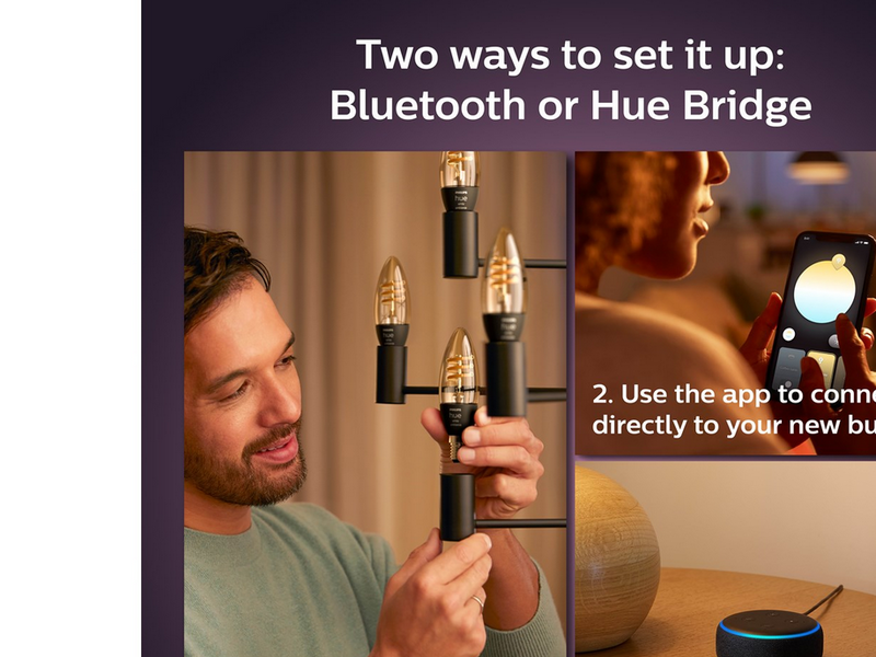 Philips Hue White Ambiance E14 Filament Candle 2-Pack