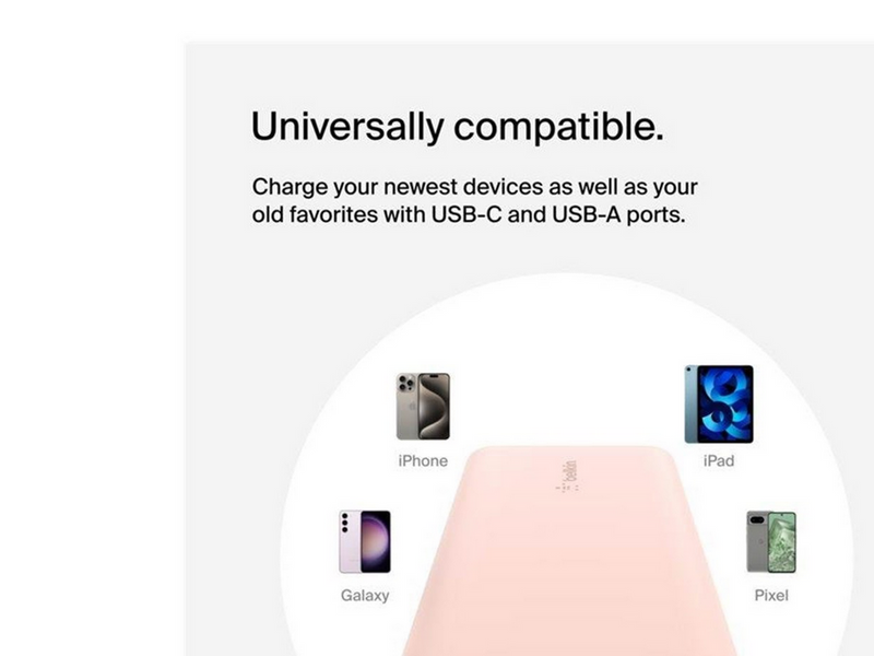 Belkin 10K Power Bank w/USB-C 15W - Rose Gold - 10000 mAh