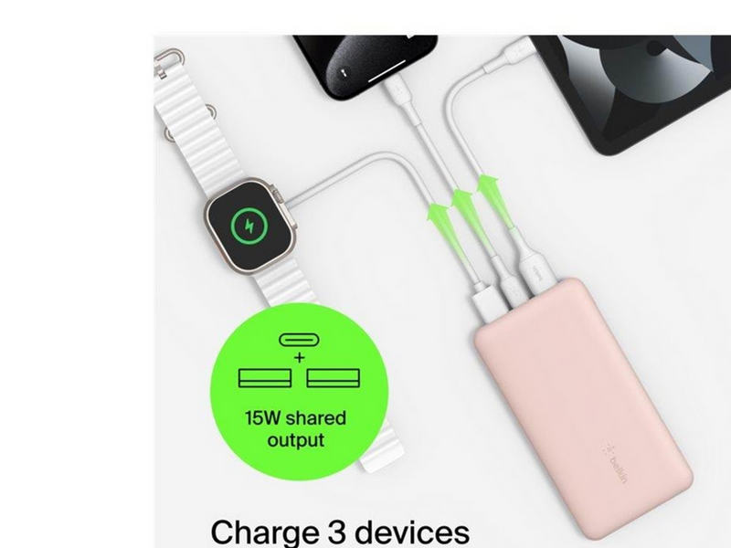 Belkin 10K Power Bank w/USB-C 15W - Rose Gold - 10000 mAh