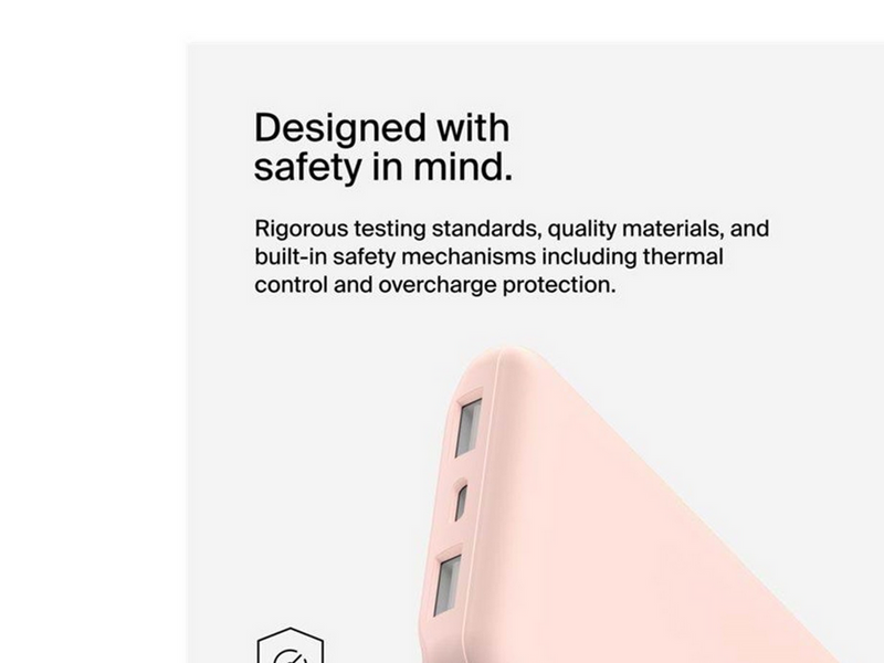 Belkin 10K Power Bank w/USB-C 15W - Rose Gold - 10000 mAh