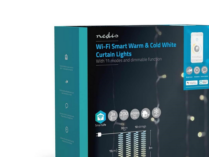 Nedis SmartLife Stringlight/Decorative LED Curtains - 3x3 meter