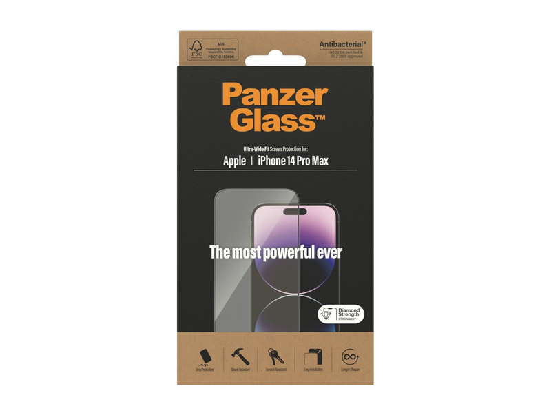 PanzerGlass Screen Protector Apple iPhone 14 Pro Max | Ultra-Wide Fit