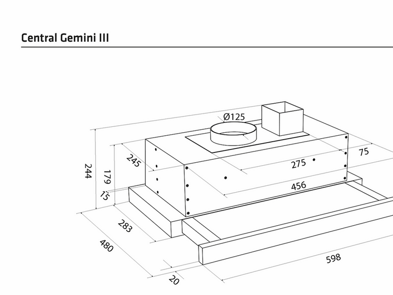 THERMEX Gemini III for central ventilation, 600 mm, With switch, White