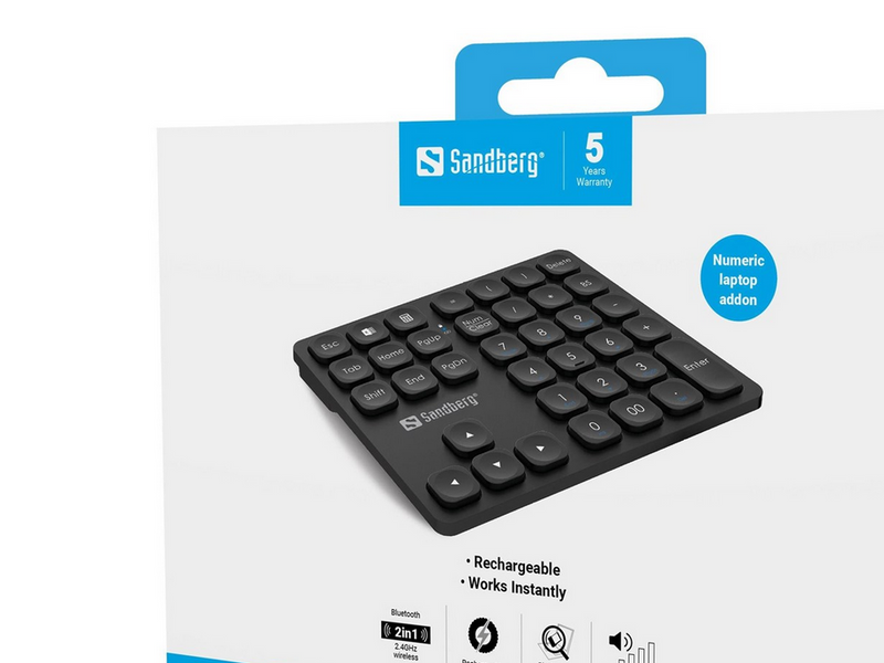 Sandberg Wireless Numeric Keypad Pro - Numpad - Schwarz