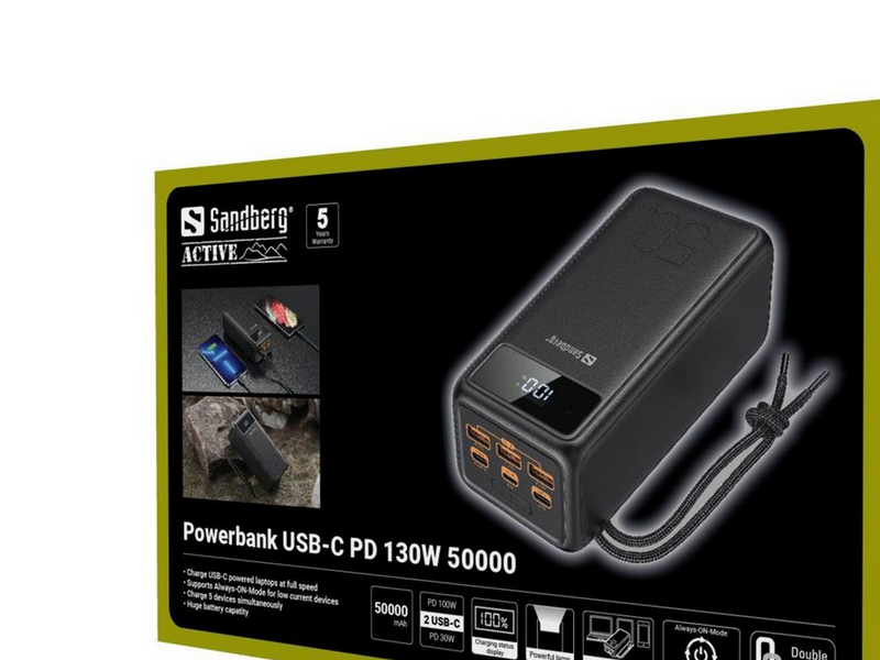 Sandberg Powerbank USB-C PD 130W 50000 mAh - 50000 mAh