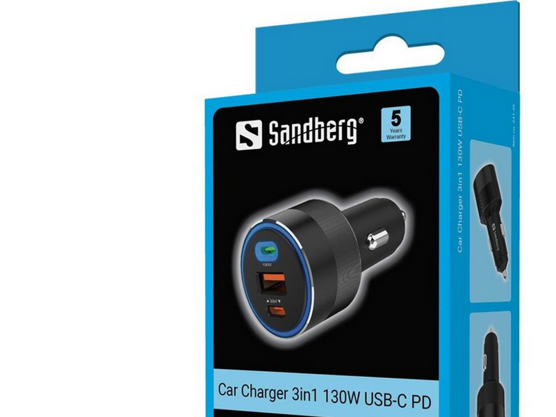 Sandberg Car Charger 3in1 130W USB-C PD