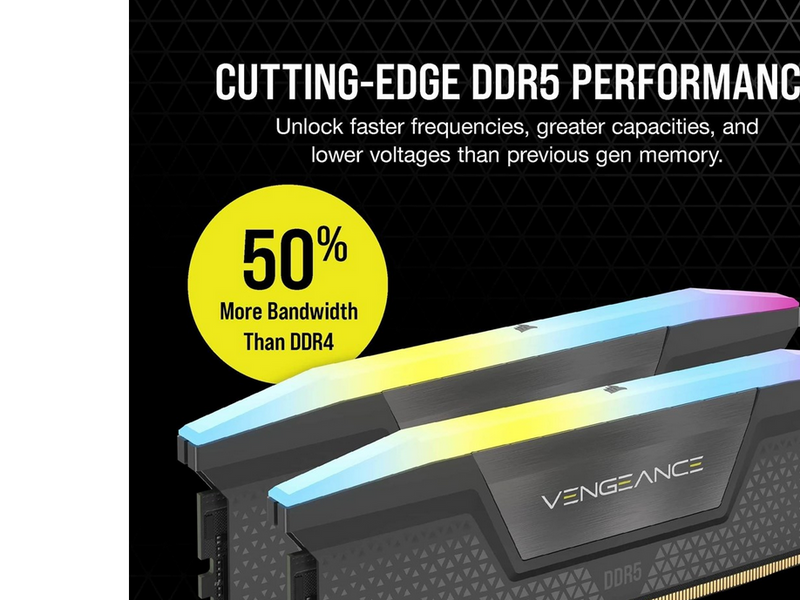 Corsair Vengeance RGB DDR5-5200 - 32GB - CL40 - Dual Channel (2 pcs) - AMD EXPO & Intel XMP - Grau mit RGB