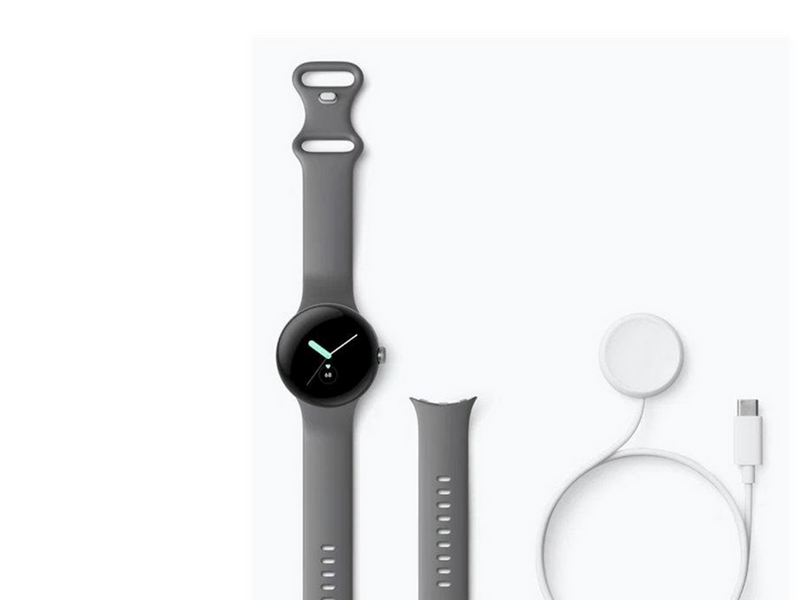 Google Pixel Watch LTE - Polished Silver with Charcoal Band