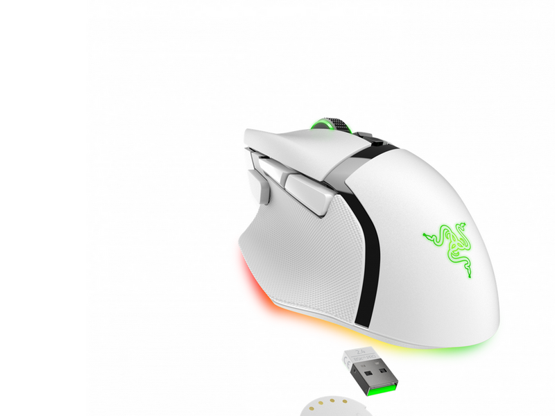 Razer Basilisk V3 Pro - Mercury - Gaming Maus (Weiß mit RGB Licht)