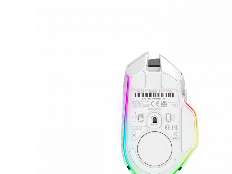 Razer Basilisk V3 Pro - Mercury - Gaming Maus (Weiß mit RGB Licht)