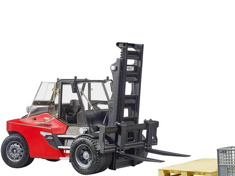 Bruder Linde HT160 Fork Lift with pallet and 3 pallet cages