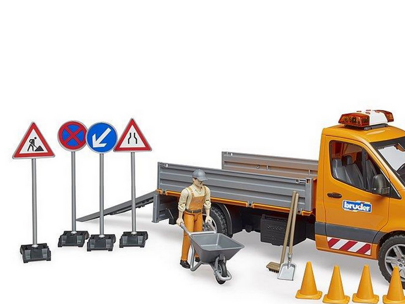 Bruder MB Sprinter municipal with Light & Sound Module and worker + access