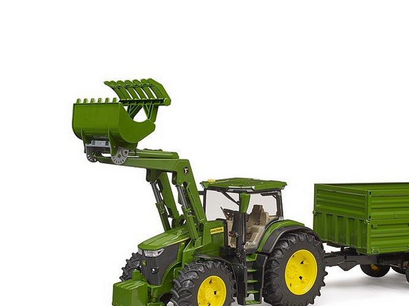Bruder John Deere 7R 350 with frontloader and tandemaxle tipping trailer