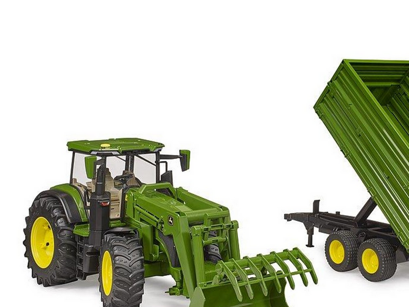 Bruder John Deere 7R 350 with frontloader and tandemaxle tipping trailer