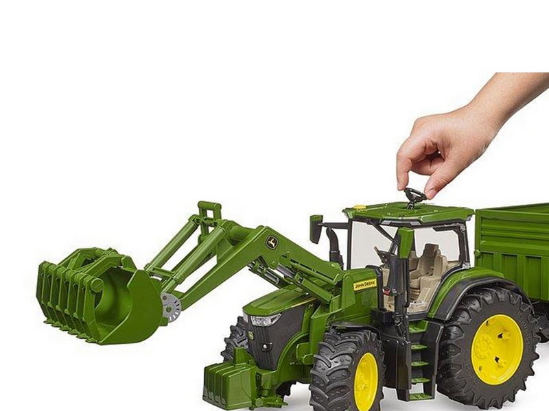 Bruder John Deere 7R 350 with frontloader and tandemaxle tipping trailer