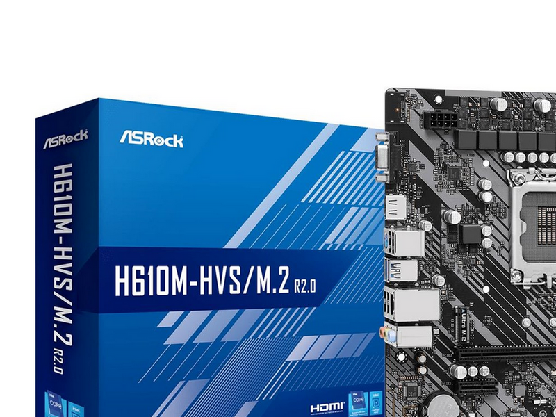 ASRock H610M-HVS/M.2 R2.0 Mainboard - Intel H610 - Intel LGA1700 - DDR4 RAM - Micro-ATX