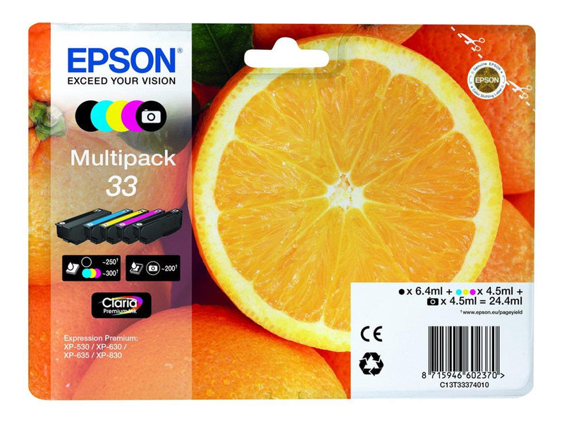 Epson 33 Multipack 5-Pack (Black Yellow Magenta Cyan Photo-Black) - Tintenpatrone Cyan