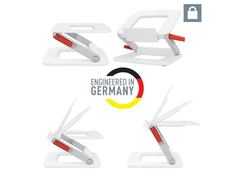 Leitz Ergo Verstellbarer Multi-Winkel Laptopständer, 63% recycelter Kunststoff, Weiß
