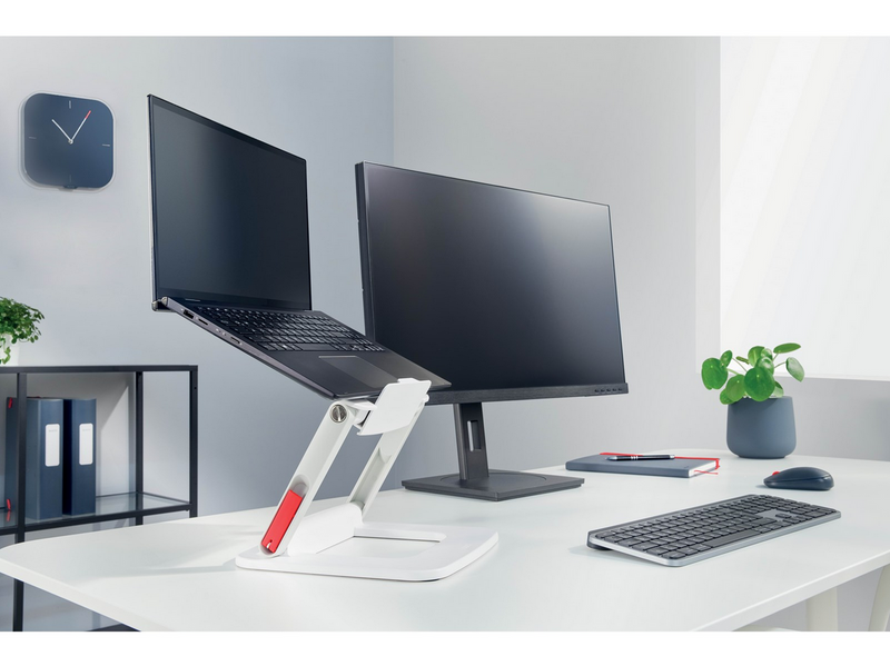 Leitz Ergo Verstellbarer Multi-Winkel Laptopständer, 63% recycelter Kunststoff, Weiß