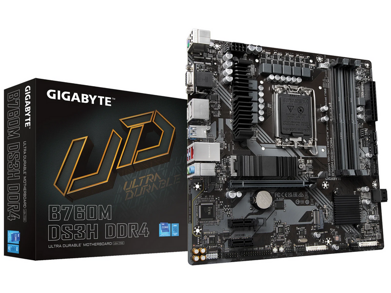 GIGABYTE B760M DS3H DDR4 Mainboard - Intel B760 - Intel LGA1700 - DDR4 RAM - Micro-ATX
